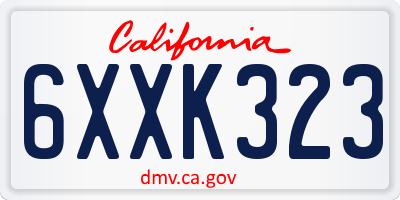 CA license plate 6XXK323