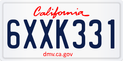 CA license plate 6XXK331