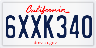 CA license plate 6XXK340