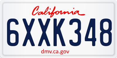 CA license plate 6XXK348