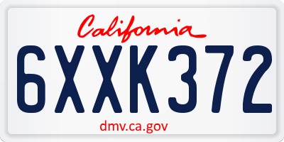 CA license plate 6XXK372