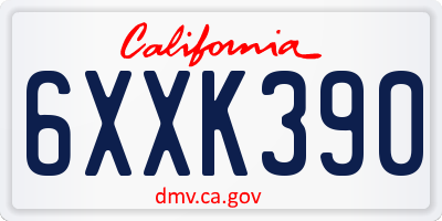 CA license plate 6XXK390