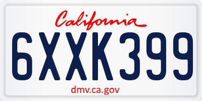 CA license plate 6XXK399