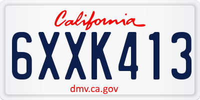 CA license plate 6XXK413