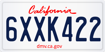 CA license plate 6XXK422