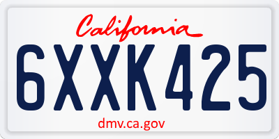 CA license plate 6XXK425
