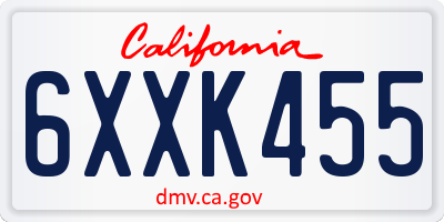CA license plate 6XXK455