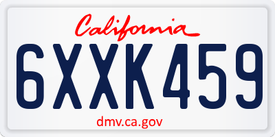 CA license plate 6XXK459