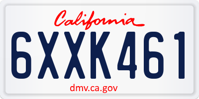 CA license plate 6XXK461