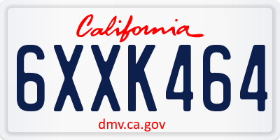 CA license plate 6XXK464