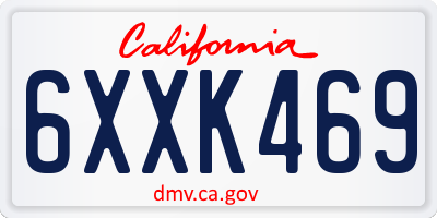 CA license plate 6XXK469