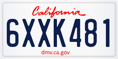 CA license plate 6XXK481