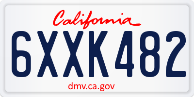 CA license plate 6XXK482