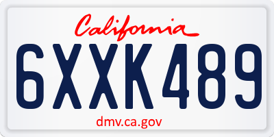 CA license plate 6XXK489