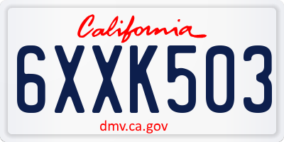 CA license plate 6XXK503
