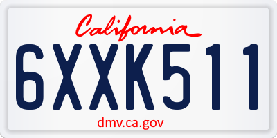 CA license plate 6XXK511
