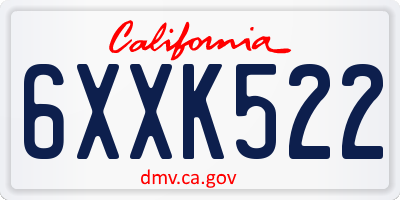 CA license plate 6XXK522