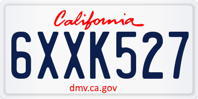 CA license plate 6XXK527