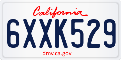 CA license plate 6XXK529