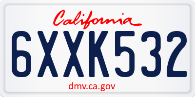 CA license plate 6XXK532