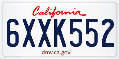 CA license plate 6XXK552