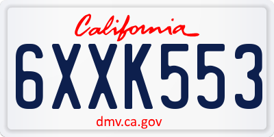 CA license plate 6XXK553
