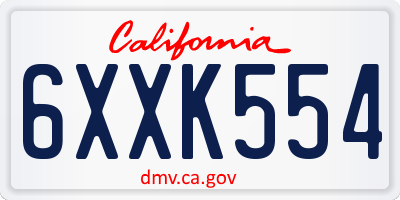 CA license plate 6XXK554
