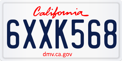 CA license plate 6XXK568