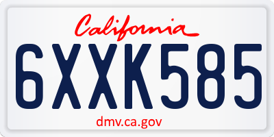 CA license plate 6XXK585