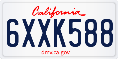 CA license plate 6XXK588