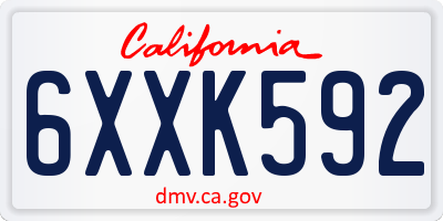 CA license plate 6XXK592