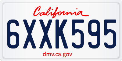 CA license plate 6XXK595