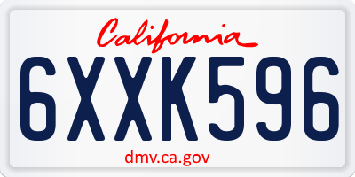 CA license plate 6XXK596