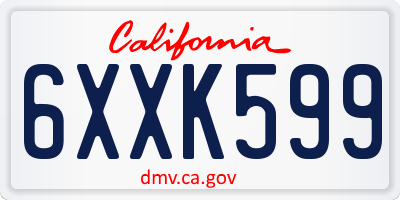 CA license plate 6XXK599