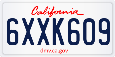 CA license plate 6XXK609