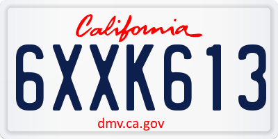 CA license plate 6XXK613