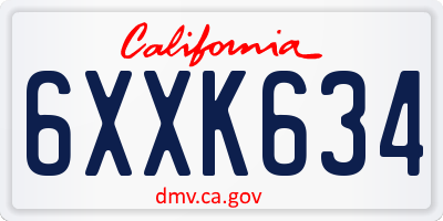 CA license plate 6XXK634