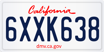 CA license plate 6XXK638