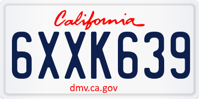CA license plate 6XXK639