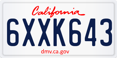 CA license plate 6XXK643