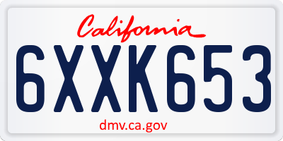 CA license plate 6XXK653