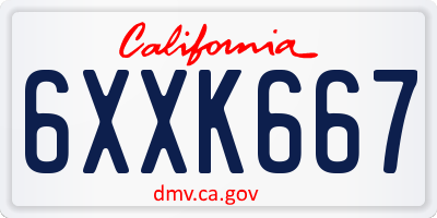 CA license plate 6XXK667