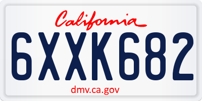 CA license plate 6XXK682