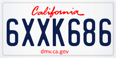 CA license plate 6XXK686