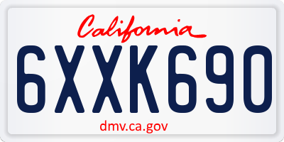 CA license plate 6XXK690