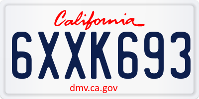 CA license plate 6XXK693