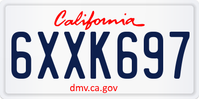 CA license plate 6XXK697