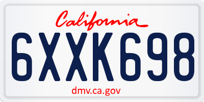 CA license plate 6XXK698