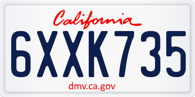 CA license plate 6XXK735