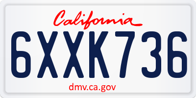 CA license plate 6XXK736